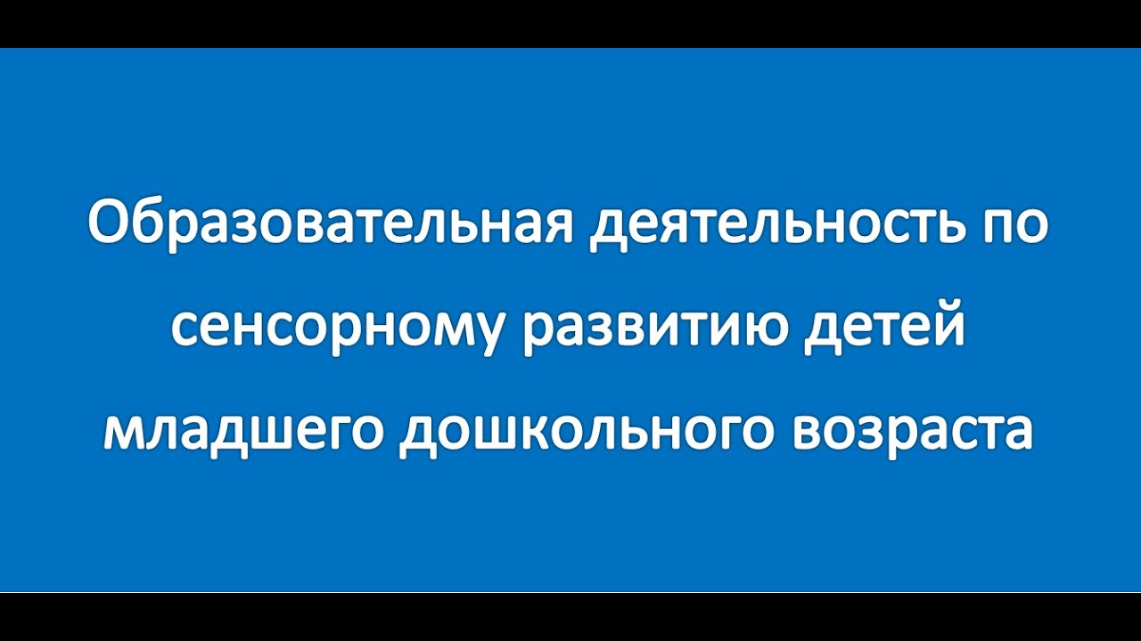 Образовательная деятельность по сенсорному развитию детей младшего дошкольного возраста смотреть онлайн