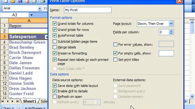 Excel 2003 Tutorial Setting PivotTable Options Microsoft Training Lesson 23.7 смотреть онлайн