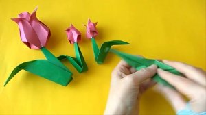 оригами СТЕБЕЛЬ. как сделать стебель для тюльпана #оригамибум