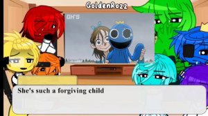 Rainbow friends react to Red, Purple and Green backstory by GH || Roblox Gacha reaction