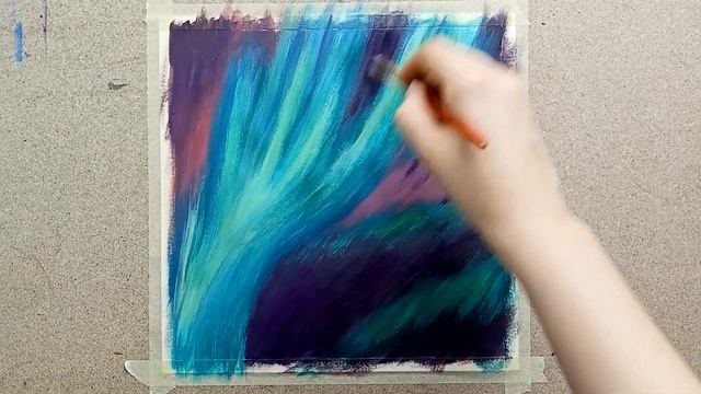 Как Нарисовать Северное сияние акриловыми красками. Полярное сияние. Рисуем ночной пейзаж лёгкий. смотреть онлайн