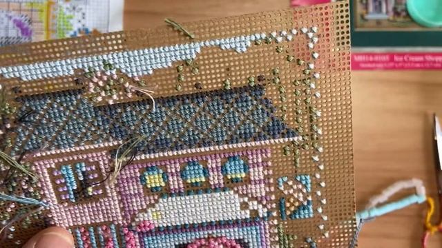 Flosstube 204: Stitch with me? Attaching Beads - Mill Hill Kit 십자수 비즈달기 밀힐 킷 смотреть онлайн