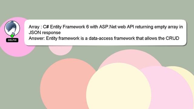 Array : C# Entity Framework 6 with ASP.Net web API returning empty array in JSON response смотреть онлайн