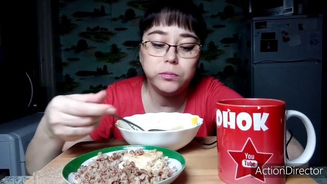 Мукбанг | Гороховый суп и гречка с котлетой