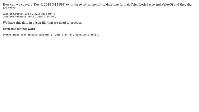 Salesforce: Convert String (MMM, dd, YYYY hh:mm AM/PM) to datetime - three letter month смотреть онлайн