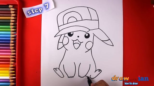 How to Draw Pikachu With Ash's Hat Step by Step смотреть онлайн