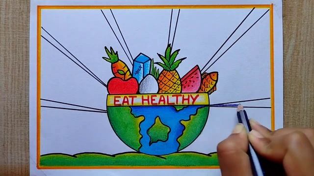 World Food Safety Day Poster Drawing easy| Healthy Diet chart drawing| Draw Eat Healthy stay health смотреть онлайн