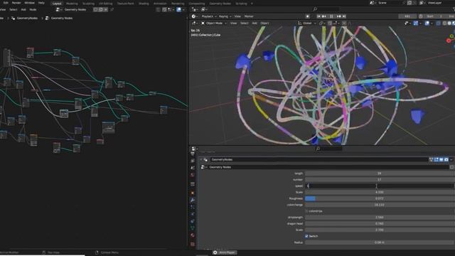 Dragon generator, geometry nodes blender. смотреть онлайн