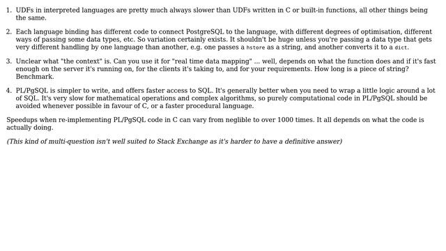 Databases: PostgreSQL procedural languages overhead (plpython / plsql / pllua...) (3 Solutions!!) смотреть онлайн
