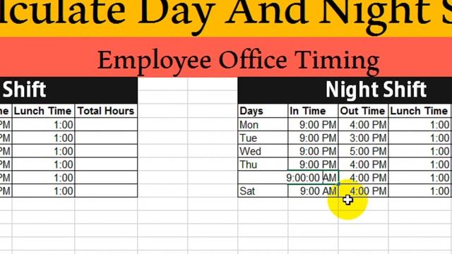 Calculate Day-Night Shift Hours Salary In Ms Excel смотреть онлайн