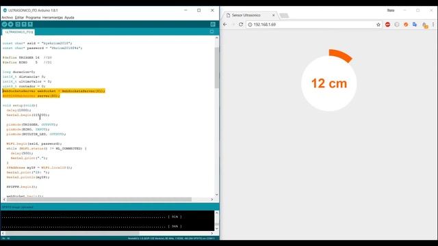☁️ IOT NodeMCU ESP8266 - Sensor Ultrasonic WebSocket WebServer смотреть онлайн