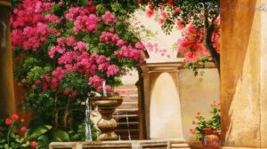 На цветущих улицах  *  Художник Victor Arriola