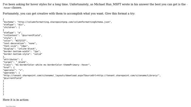 Sharepoint: JSON column formatting hover styling (2 Solutions!!) смотреть онлайн