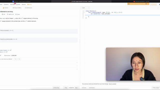 Leetcode #215 - Kth Largest Element in an Array | Решение на Swift смотреть онлайн