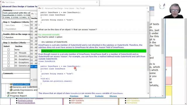 Can an outer class access a private inner classes' private data in Java? enthuware.ocpjp.v8.2.158 смотреть онлайн