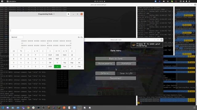 Opening Calculator Minecraft Java Log4j RCE CVE-2019-17571 смотреть онлайн