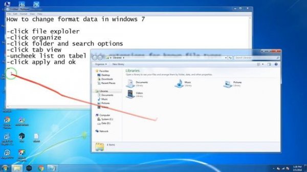 how to change format data on files windows 7