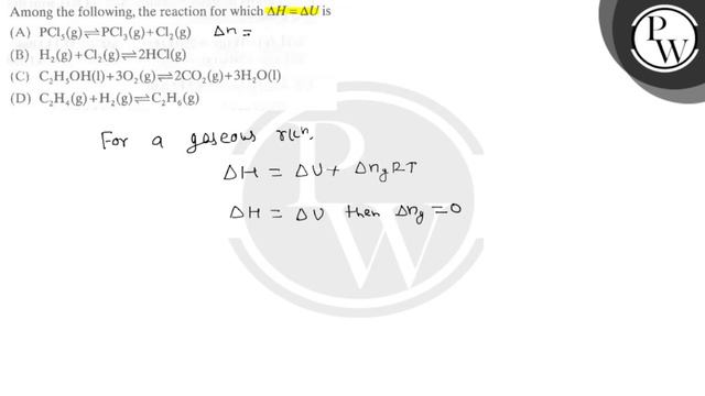 Among the following, the reaction for which Δ H=Δ U is
(A) PCl_5( g) ⇌PCl_3( g)+Cl_2 (g)
(B) H_2 .. смотреть онлайн