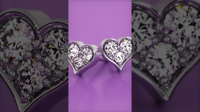 Серьги-пусеты в форме сердца с бриллиантами) смотреть онлайн