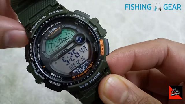 CASIO WS-1200H-3AVDF | FISHING GEAR WATCH & MOON GRAPH