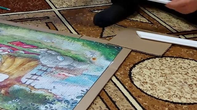 Как сделать рамку для картины из пазлов 1000 элементов//Делаем рамку для пазлов 1000 деталей смотреть онлайн