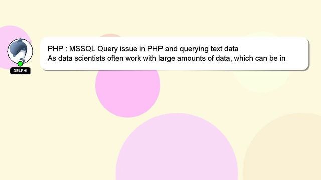 PHP : MSSQL Query issue in PHP and querying text data смотреть онлайн