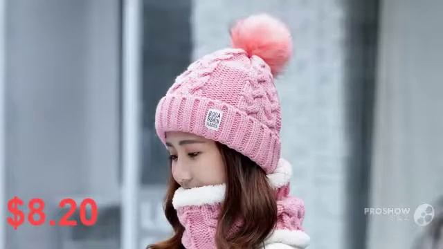 Новинка Бренд Зимние вязаные шапки с помпоном смотреть онлайн