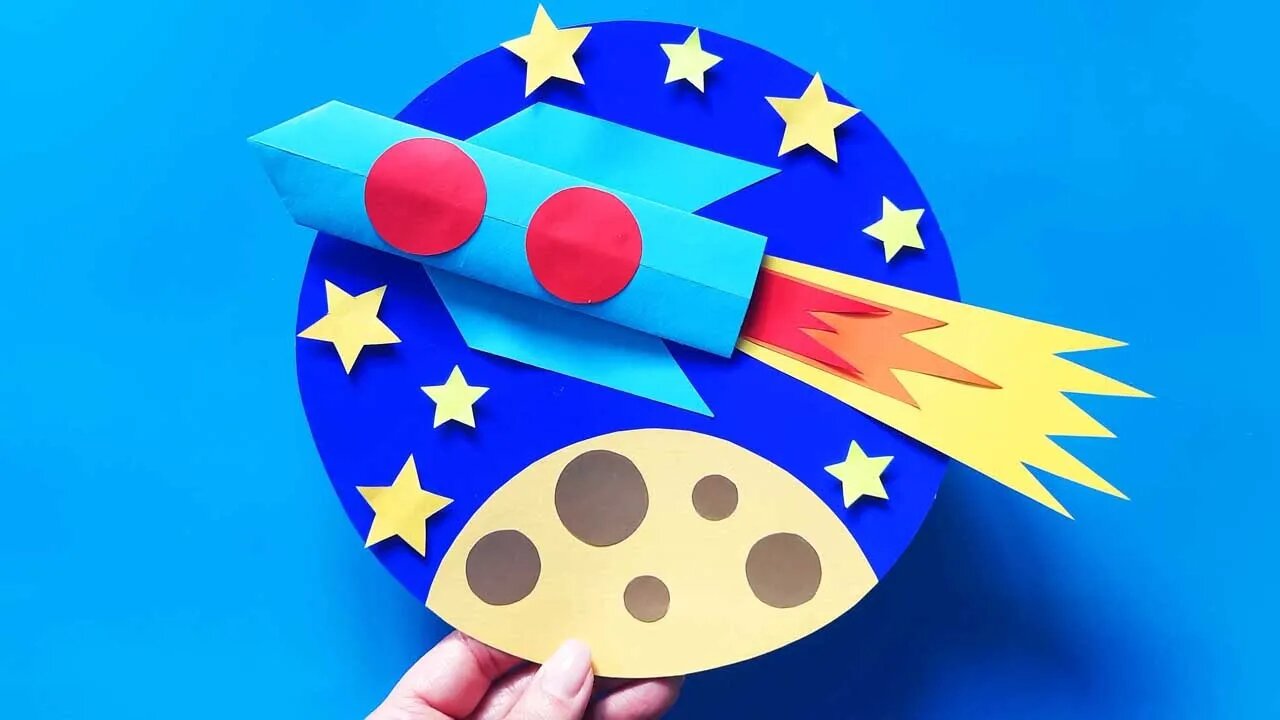 Объемная аппликация из бумаги ракета в космосе своими руками / РАКЕТА ОРИГАМИ / День Космонавтики смотреть онлайн