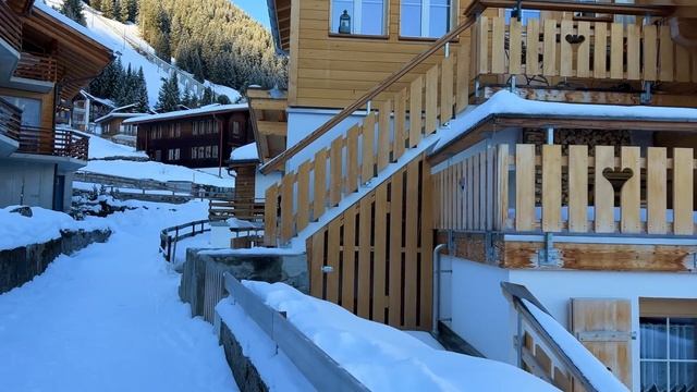 Mürren, Lauterbrunnen, Switzerland Walking Tour In Snow 4K - The Most Beautiful Swiss Villages