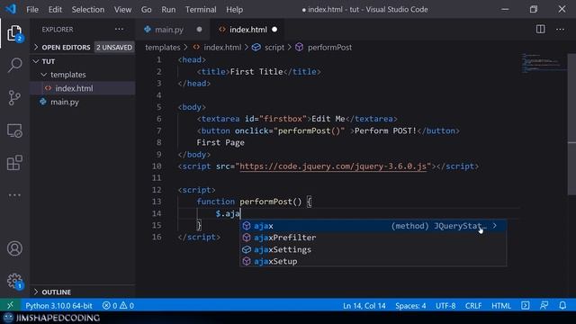 How to POST request in a Python Website using AJAX ? [Flask & Django] смотреть онлайн
