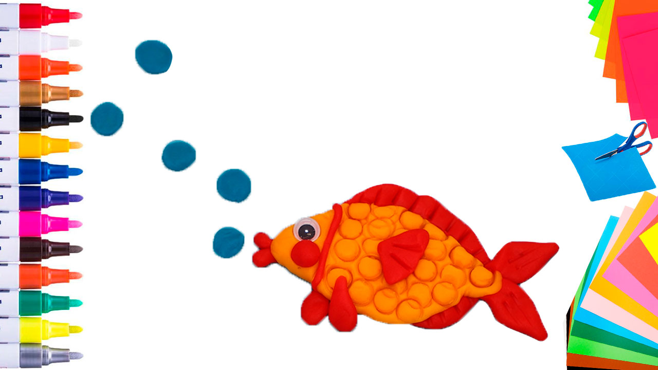Лепим из пластилина Рыбу своими руками, простые поделки для детей смотреть онлайн