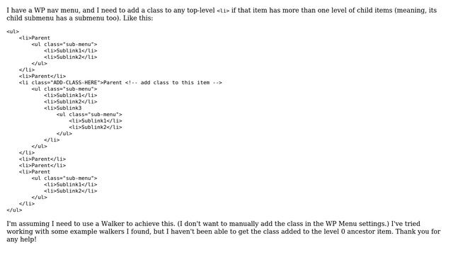 Wordpress: Add class to top level menu item if it has multiple child levels смотреть онлайн
