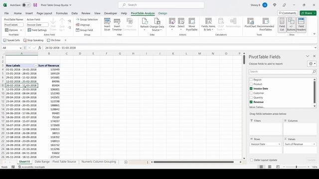 Excel Pivot Table Group by date to show weeks and group by number to show number range смотреть онлайн