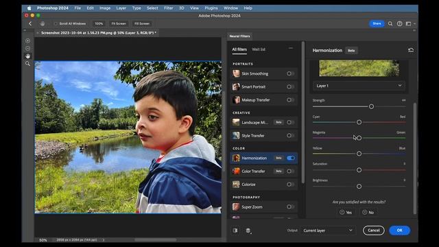 Using The Harmonization Neural Filter In Photoshop To Combine 2 Layers To Make Color & Tone Match
