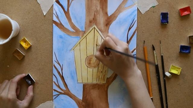 Рисуем с детьми. Домик для скворца ч.2 смотреть онлайн