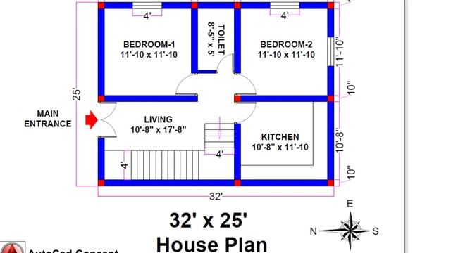 32 x 25 House Plan | 25 by 32 Ghra ka naksha | Can a good house be planned in 32 by 25 | 2D Plan смотреть онлайн