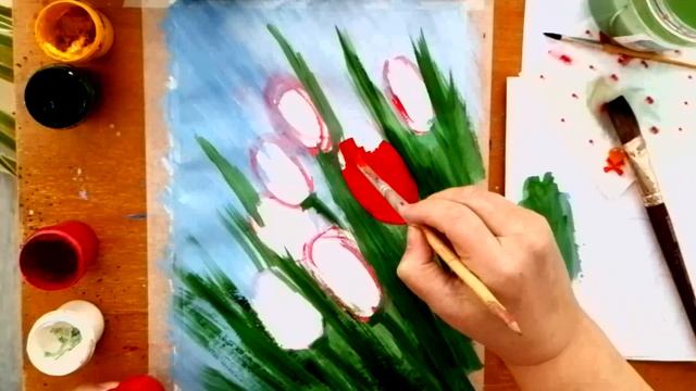 Drawing tulips Рисуем тюльпаны как нарисовать тюльпаны смотреть онлайн