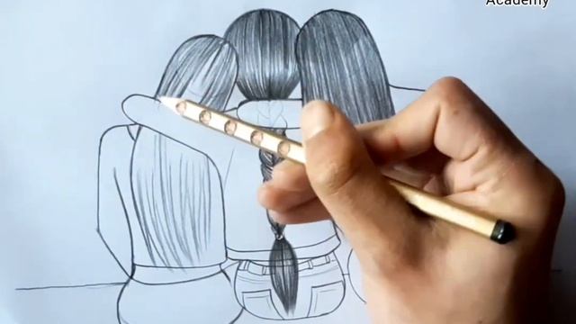 how to draw a sketch of 3 best friends together смотреть онлайн