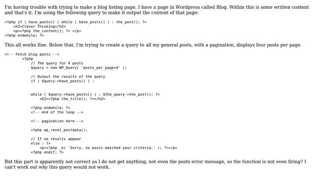 Wordpress: Query for page content, and query for posts on the same page? смотреть онлайн