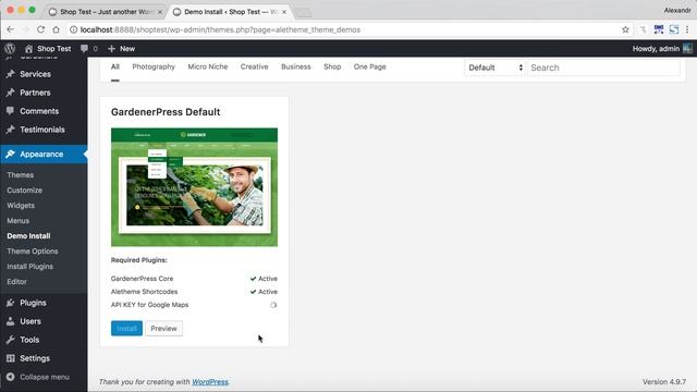 Gardener WordPress Theme Demo Import Tool Presentation смотреть онлайн
