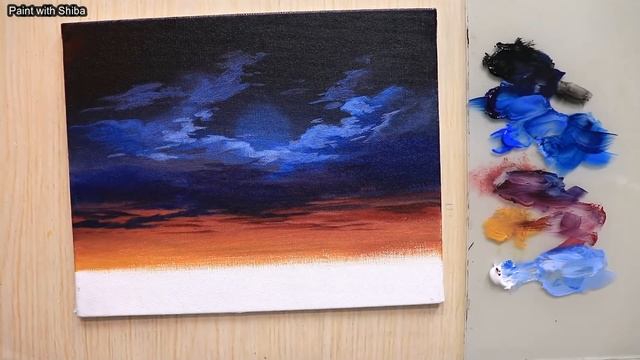 Acrylic painting of dramatic Moonlight night sky landscape step by step easy смотреть онлайн