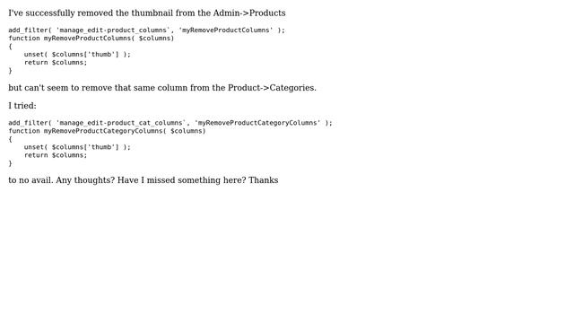 Wordpress: How to remove the WooCommerce Product-＞Category thumbnail from admin? смотреть онлайн