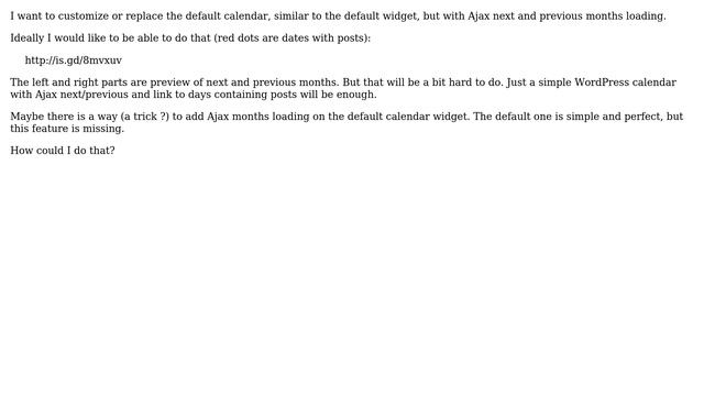 Wordpress: How to add Ajax to the default widget calendar to support next/previous months loading? смотреть онлайн