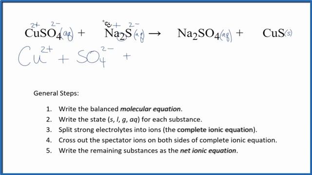 How to Write the Net Ionic Equation for CuSO4 + Na2S = Na2SO4 + CuS смотреть онлайн