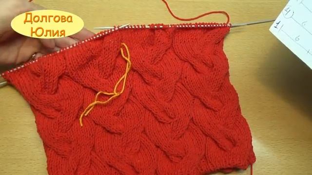 Вязание спицами. Шапка с узором коса из 18 петель // Knitting смотреть онлайн