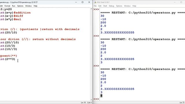 OPEARTORS IN PYTHON PART:1||ARITHEMATICS OPEARTORS|| S.P TUTORIALS|| смотреть онлайн