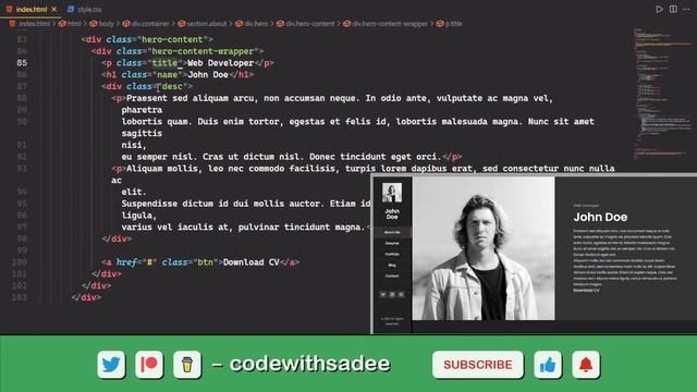 Responsive Personal Portfolio Website with HTML CSS JS - Part 1 смотреть онлайн