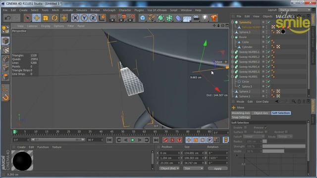 Простое моделирование в Cinema 4D. смотреть онлайн