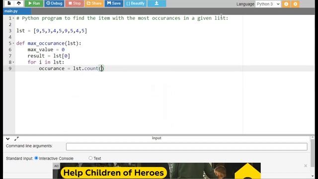 Python Program To Find The Item With The Most Occurrences In A Given List смотреть онлайн