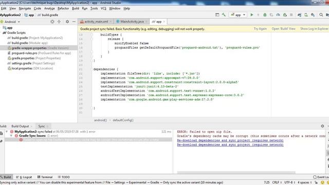 حل مشكل الغرادل لخطأ Failed to open zip file Gradle s dependency cache may be corrupt this sometim смотреть онлайн